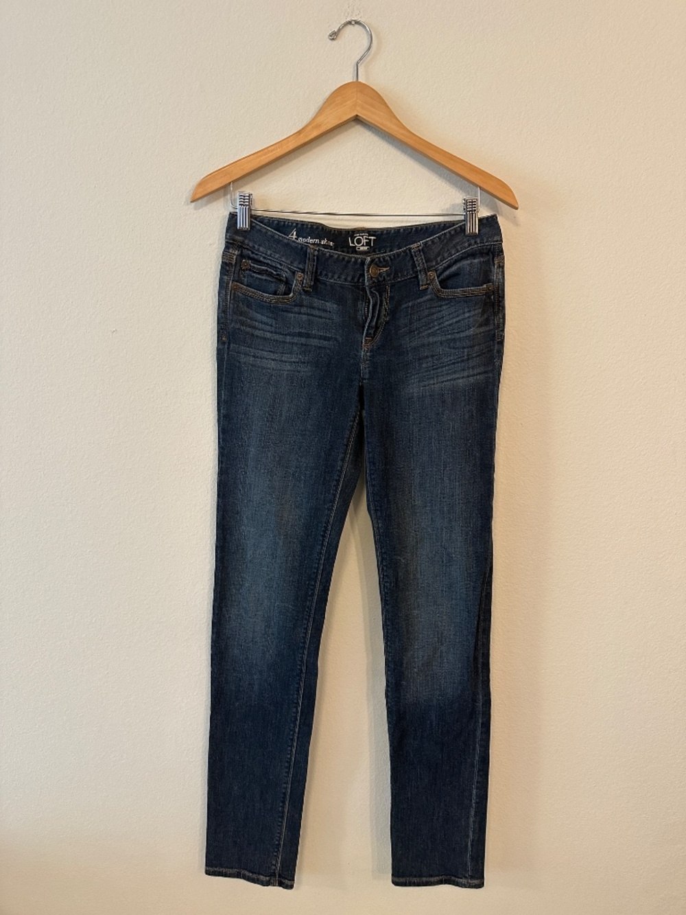 LOFT Modern Skinny Dark Wash Stretch Jeans Women's 27/4 Mid Rise